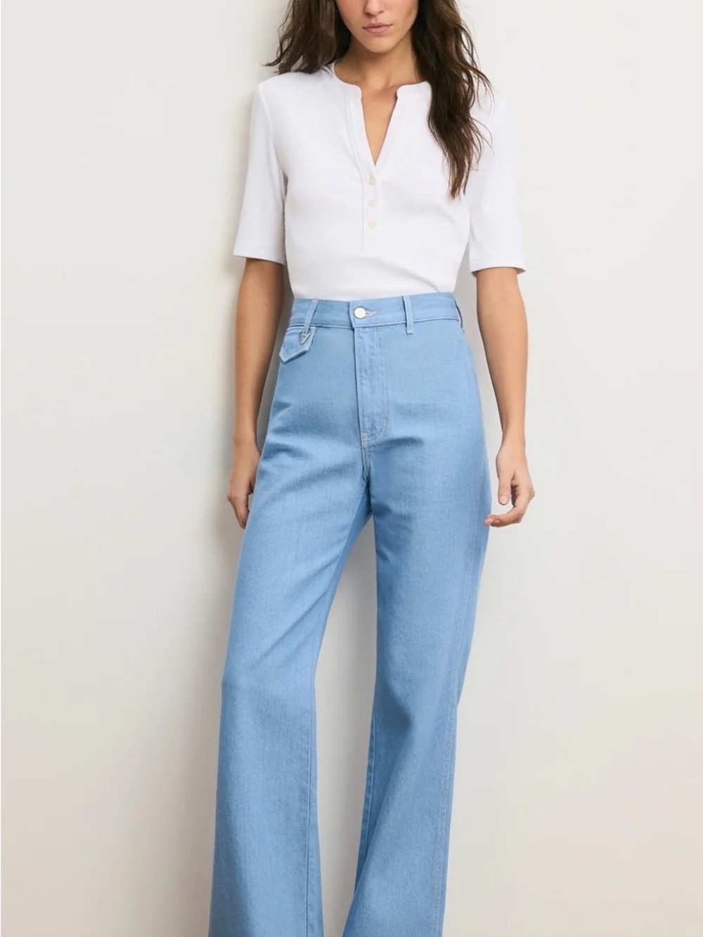 Veronica Beard 
Crosbie Flap-Pocket Slim Wide-Leg Jean